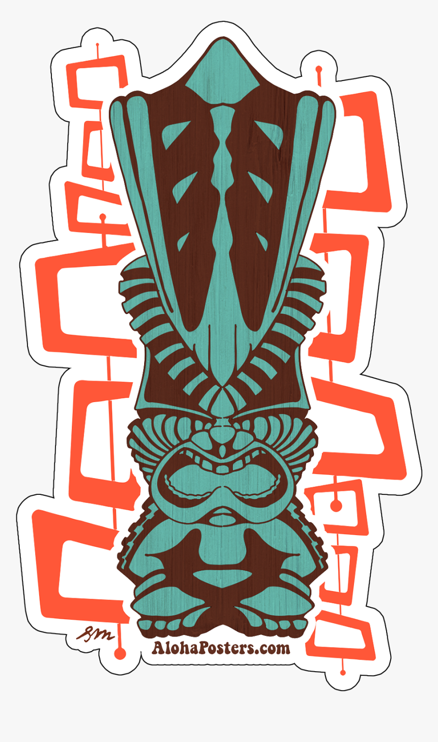 Alohaposters Retro Tiki Sticker - Illustration, HD Png Download