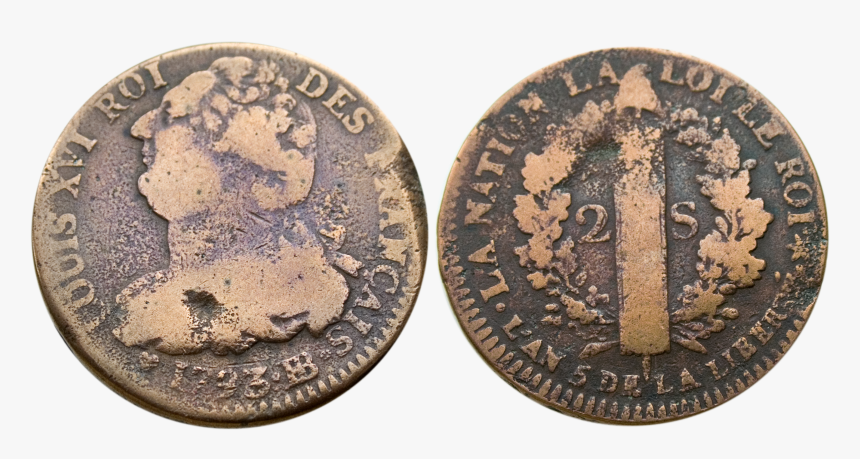 Louis Xvi Æ Double Sol 1793 France Coin - Coin, HD Png Download