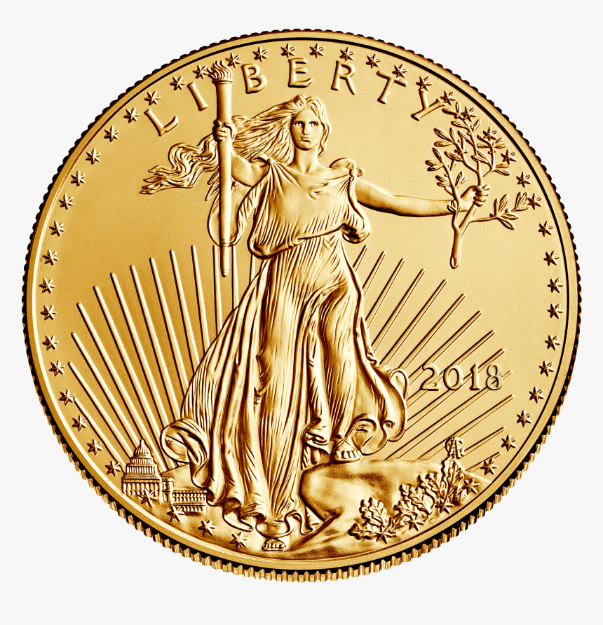 Coins Clipart Plain Gold - One 1 Oz Gold American Eagle Coin, HD Png Download