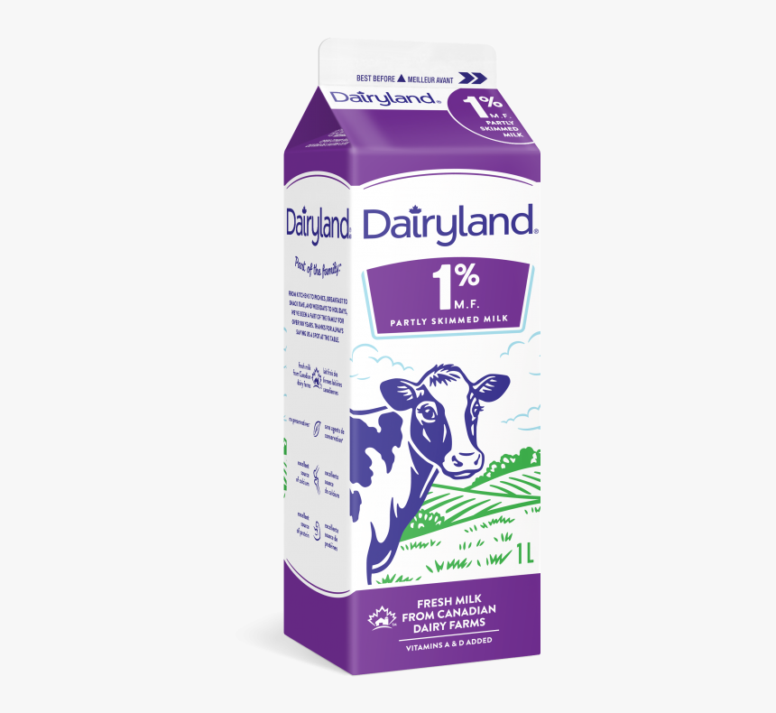 Dairyland 1% Partly Skimmed Milk 1 Litre Carton - 1 Litre Milk Carton, HD Png Download