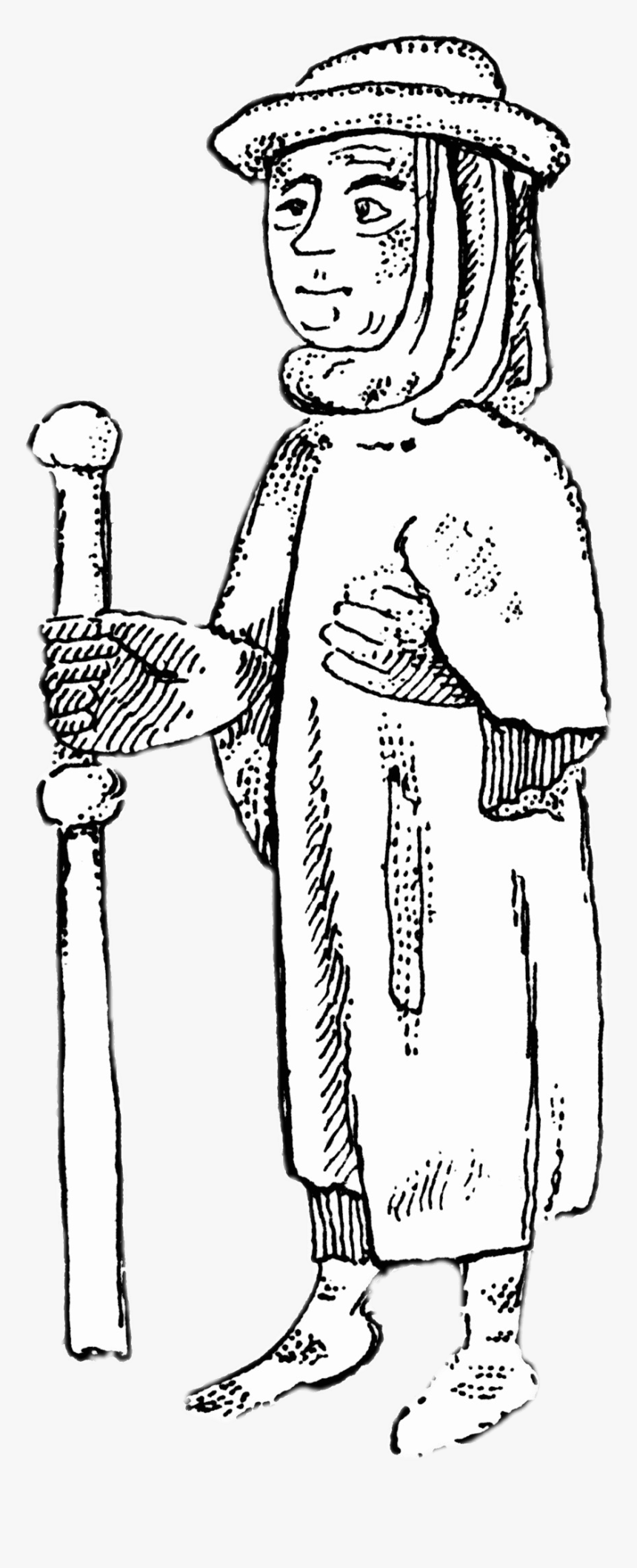 Pilgrim Black And White Illustration - Black And White Pilgrim, HD Png Download