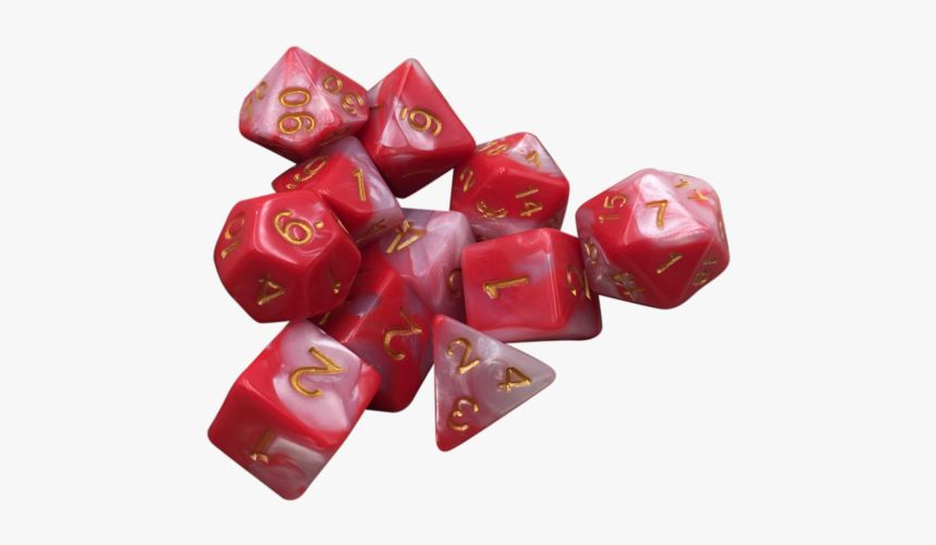 Huntress- Red And White Swirl Color With Gold Numbers - Red White Swirl Dice, HD Png Download