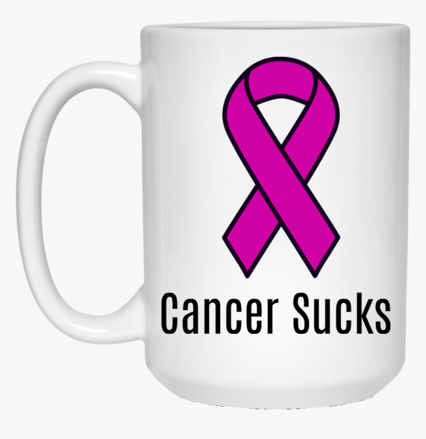 Cancer Sucks Purple Ribbon Cancer Awareness 15 Oz - Transparent Background Cervical Cancer Ribbon, HD Png Download