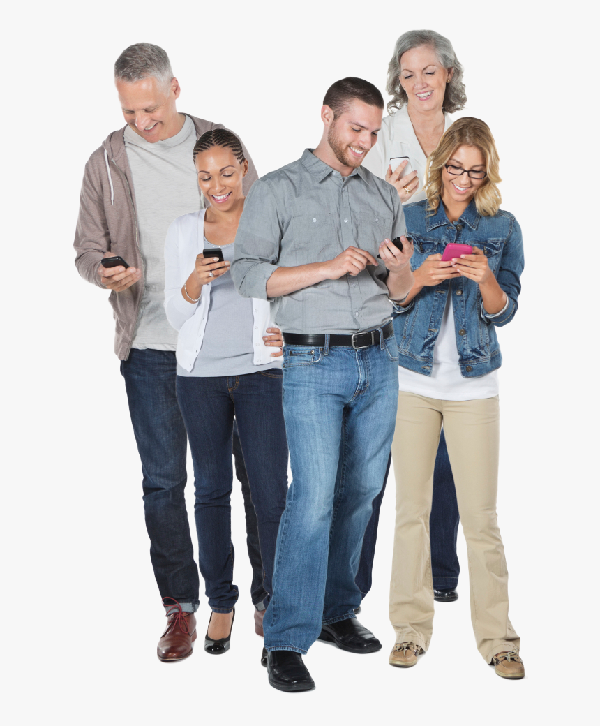 People Looking At Smartphones, HD Png Download