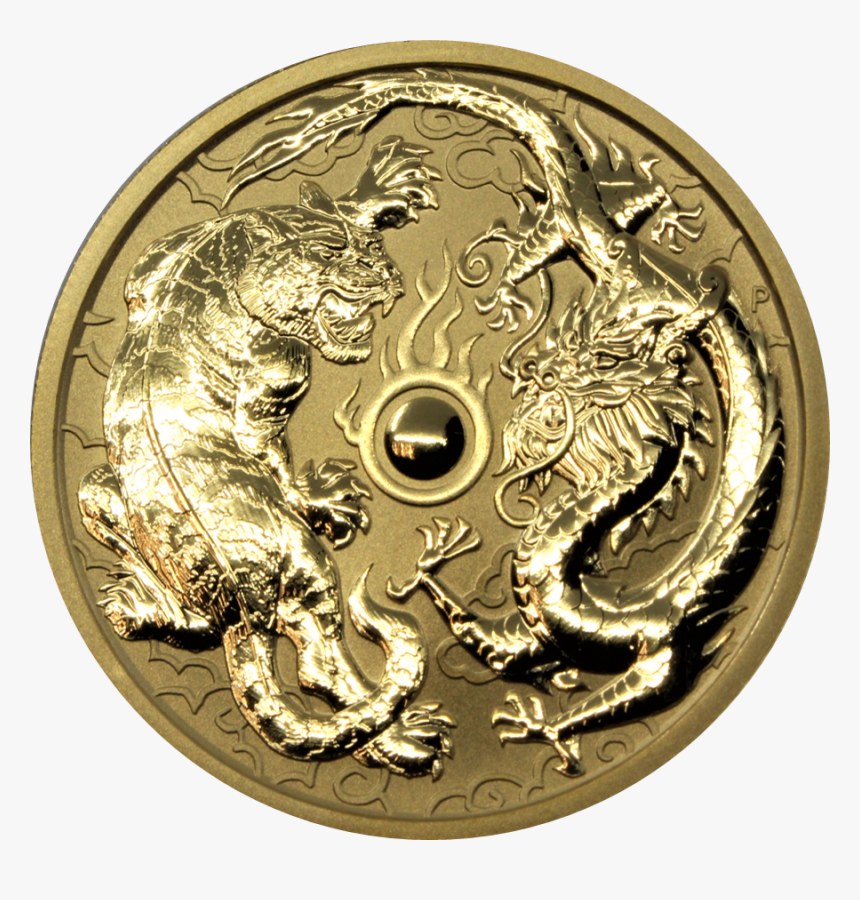 2019 1 Oz Australia Dragon & Tiger - 1 Oz 2019 Dragon And Tiger Gold Bu, HD Png Download