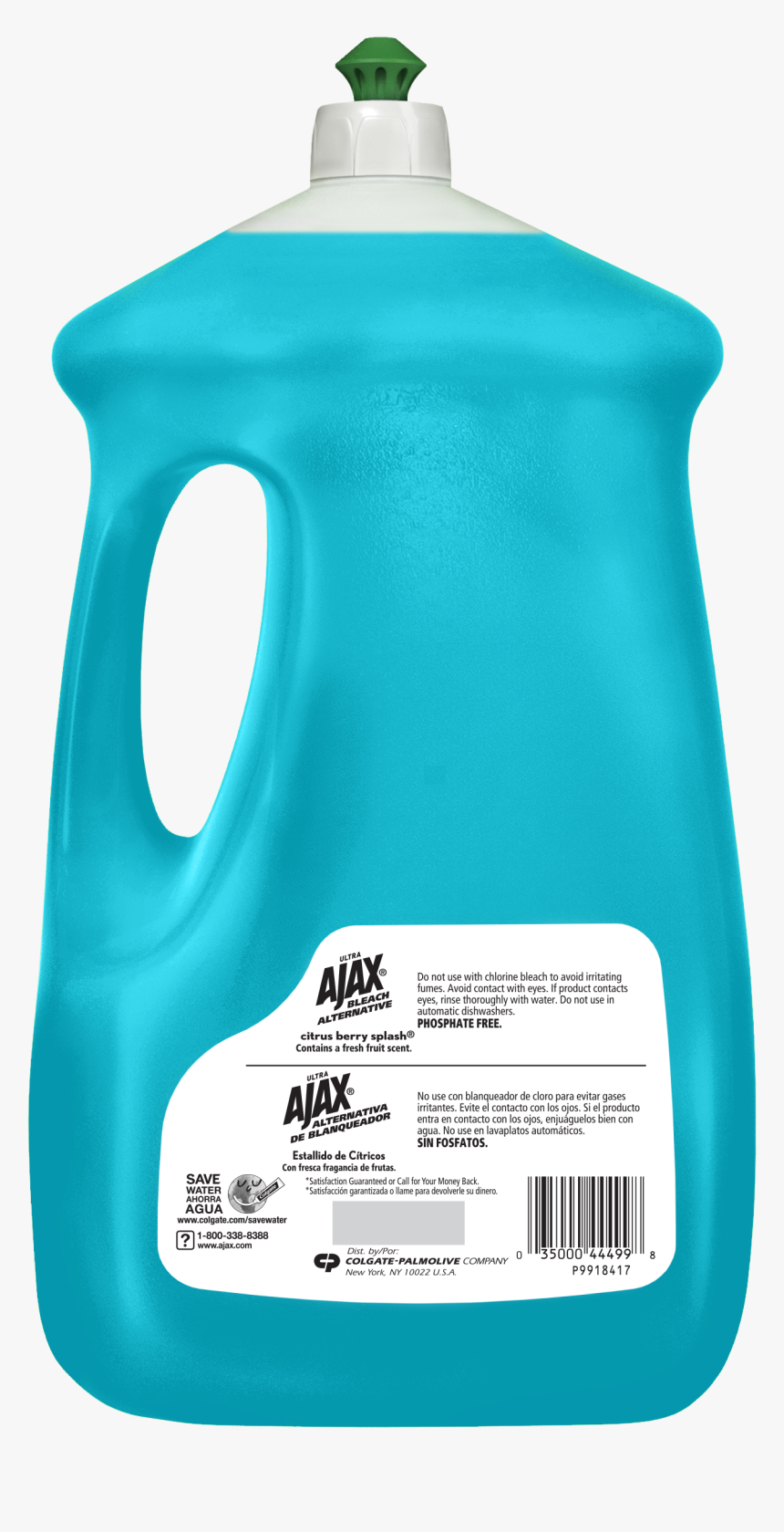 Ajax Ultra Triple Action Liquid Dish Soap, Bleach Alternative - Bottle, HD Png Download