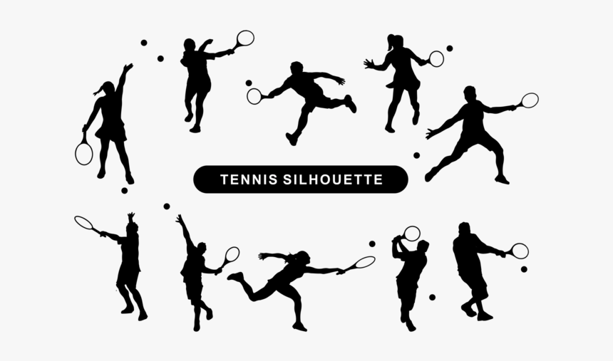 Tennis Players Silhouette Vector - Ligue Auvergne Rhone Alpes Tennis, HD Png Download