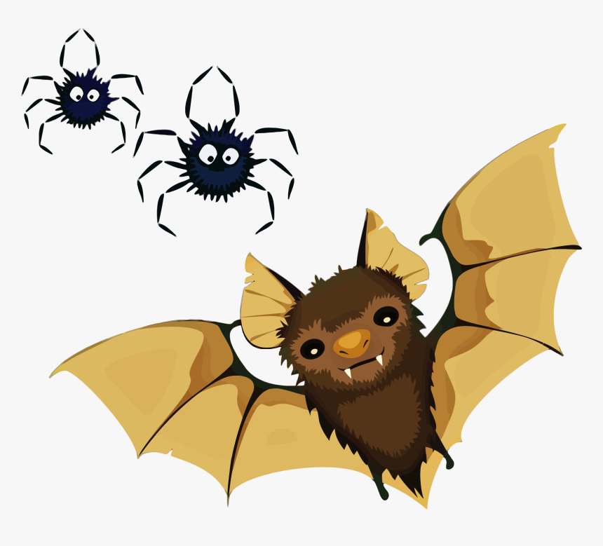 Vampire Bat And Spiders Clip Arts - Little Brown Bat Clipart, HD Png Download