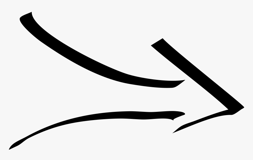Line Art,angle,monochrome Photography - Right Hand Drawn Arrow, HD Png Download