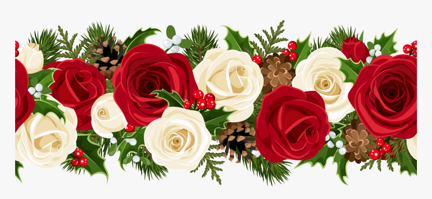Christmas Rose Garland Png Clip Art Image, Transparent Png