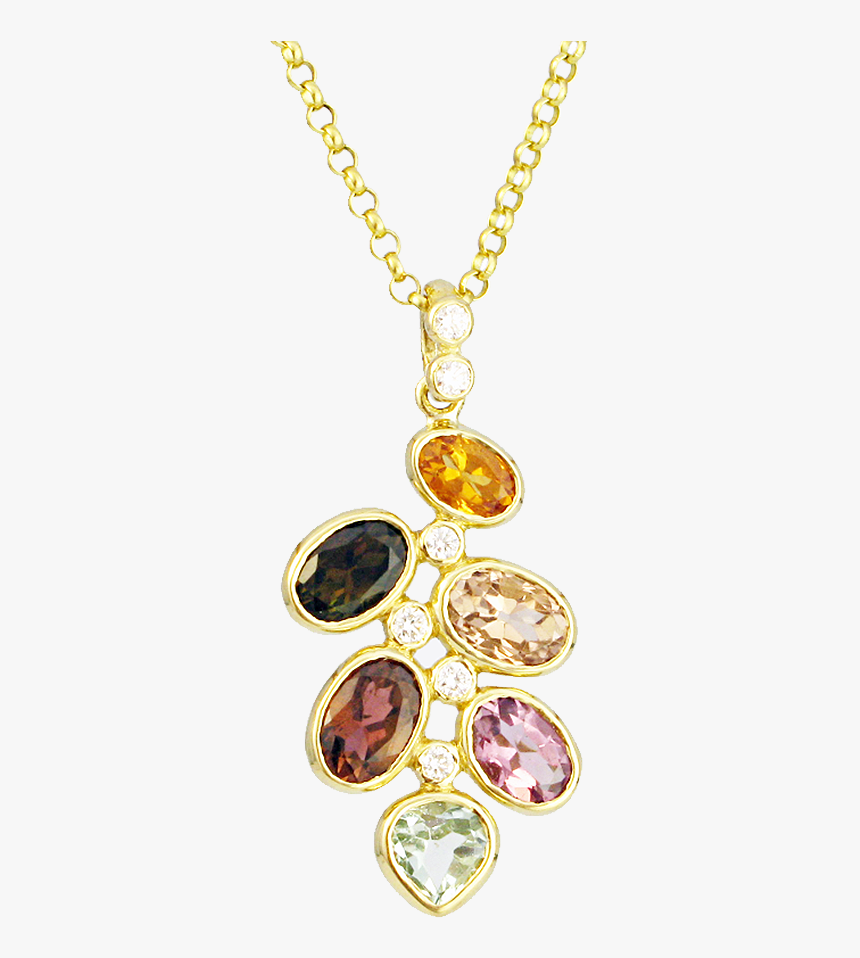 Multi-colored Tourmaline Necklace Kaleidoscope In 18k - Locket, HD Png Download