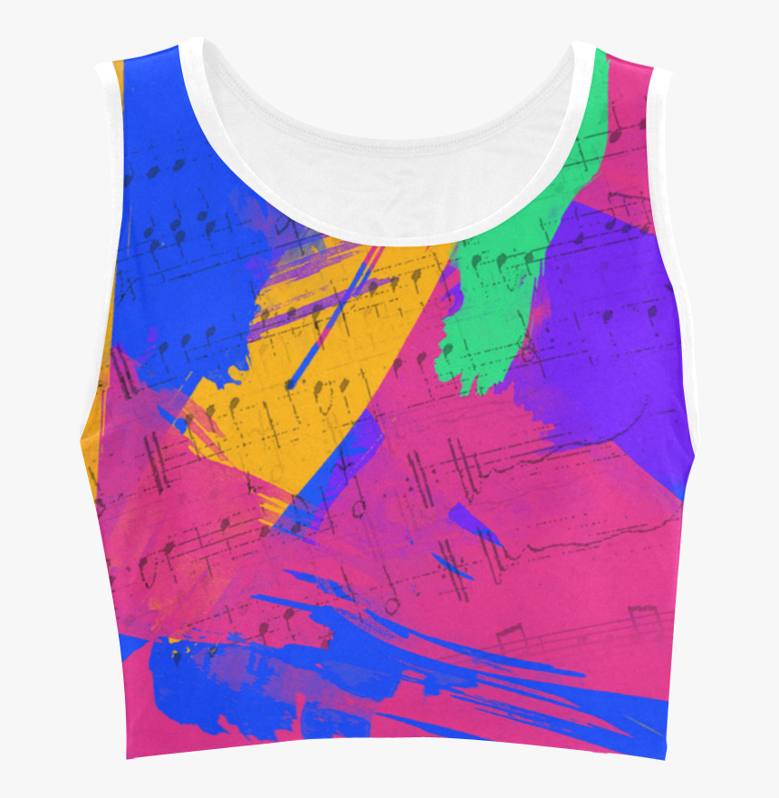 Groovy Paint Brush Strokes With Music Notes Women S - Active Tank, HD Png Download