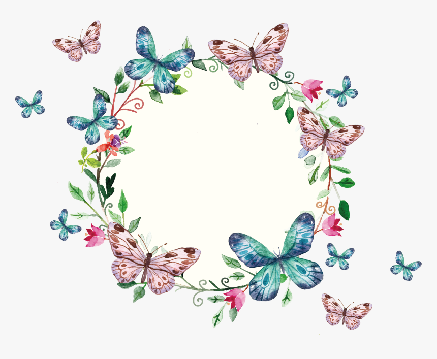 Freepi Com Floral Wreath - Butterfly Frame Png, Transparent Png