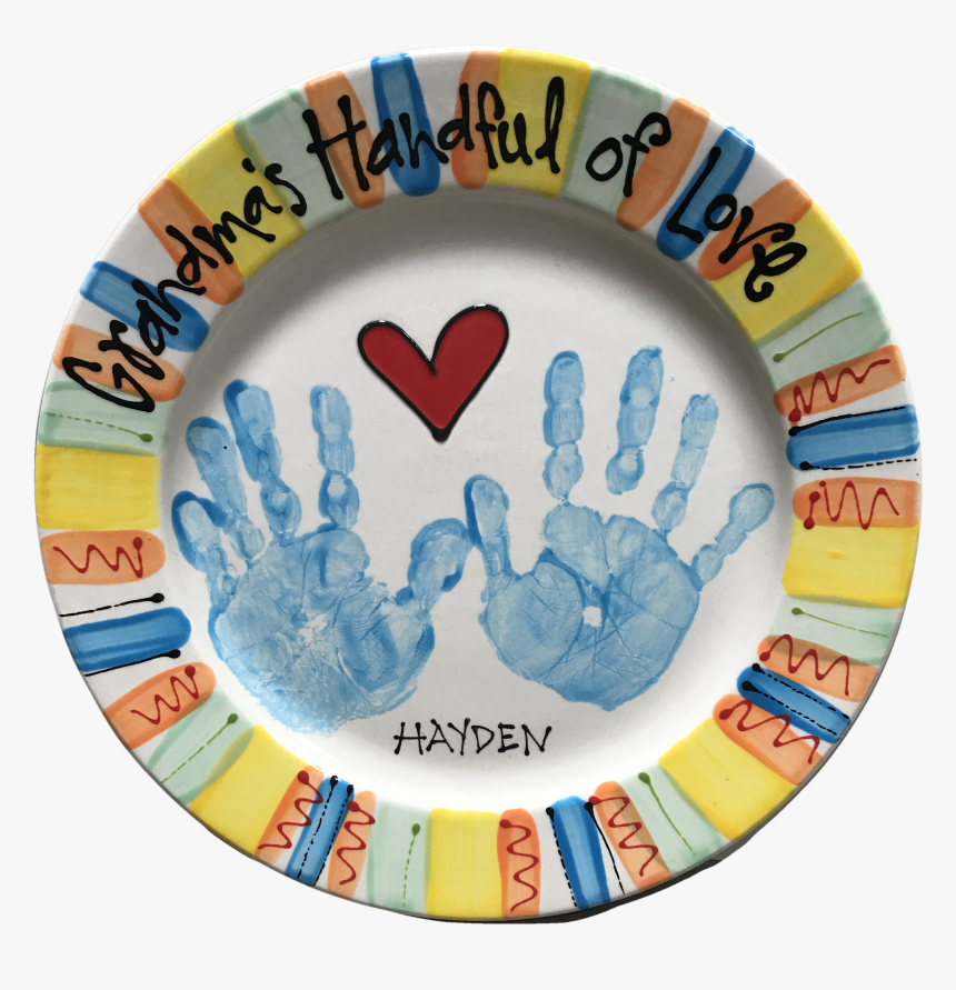 Hand Print Plate Painted At As You Wish Pottery - Circle, HD Png Download