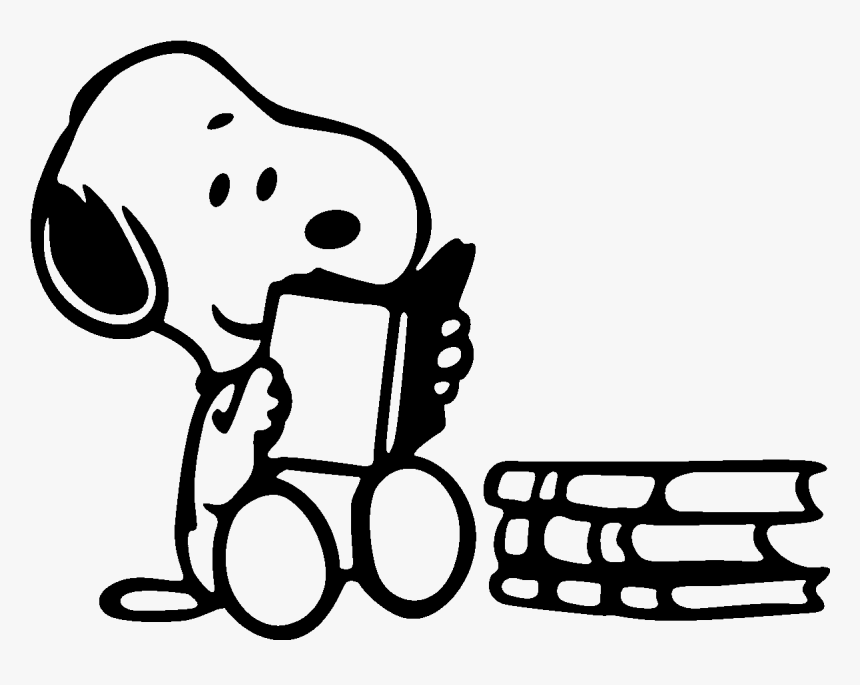 Reading Png Black And White - Snoopy Reading Png, Transparent Png