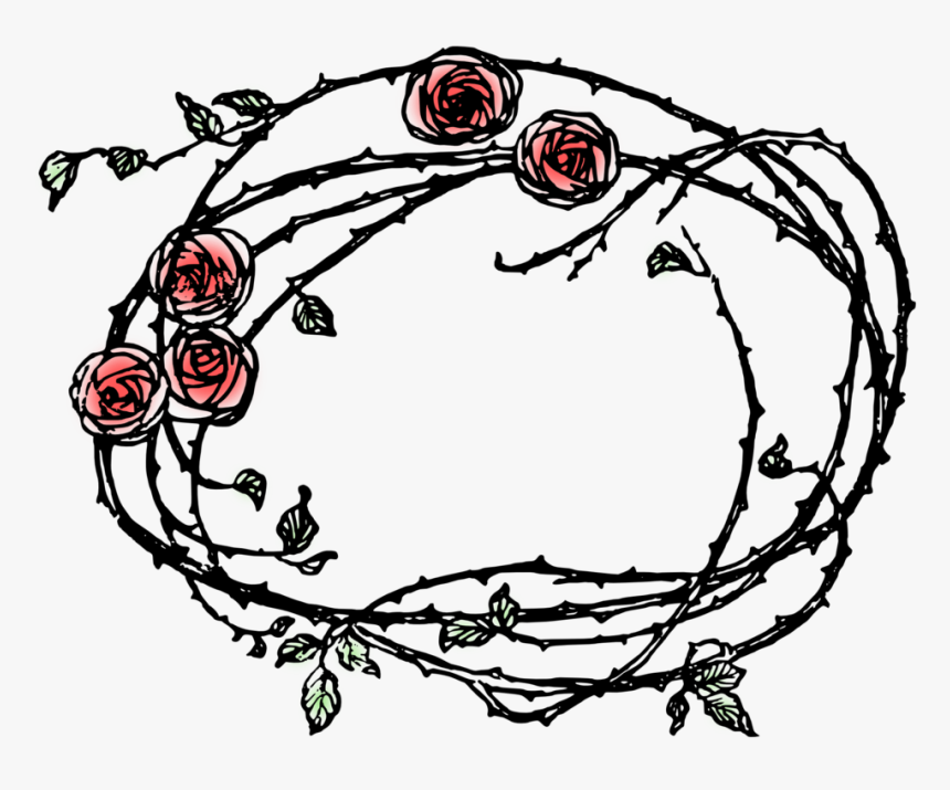 Thorns And Flowers Border Clipart , Png Download - Roses And Thorns Drawing, Transparent Png