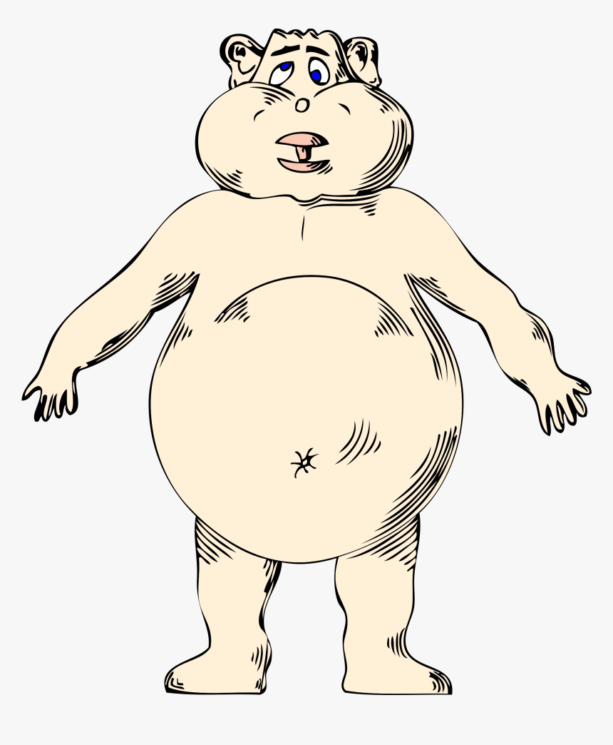 Goofy Naked Fat Guy Clip Arts - Naked Fat Man Cartoon, HD Png Download