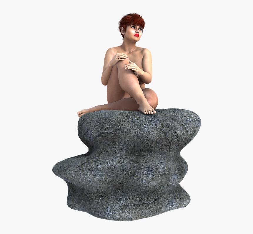 Woman, Natural, Rock, Sitting, Nature, Girl, Outdoor - Sitting, HD Png Download