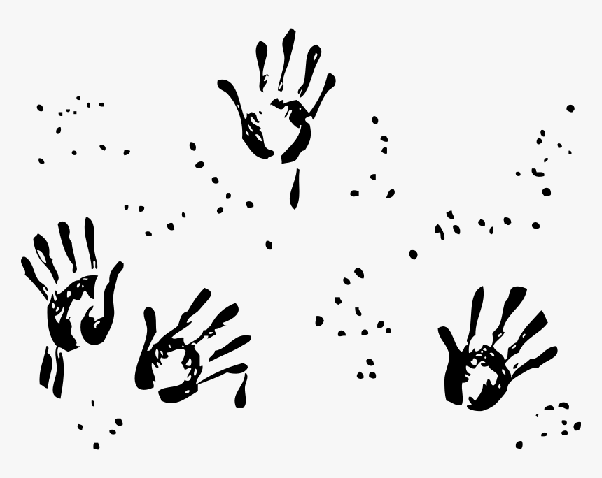 Handprints - Finger Painting Clipart Black And White, HD Png Download