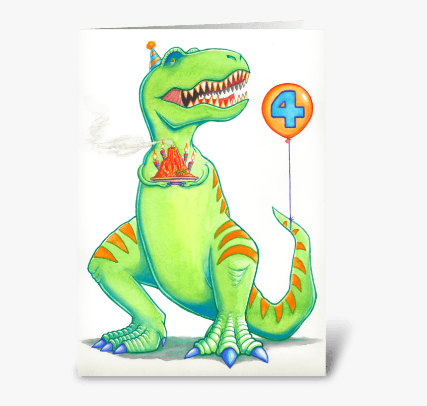 T-rex Birthday Greeting Card - Cartoon, HD Png Download