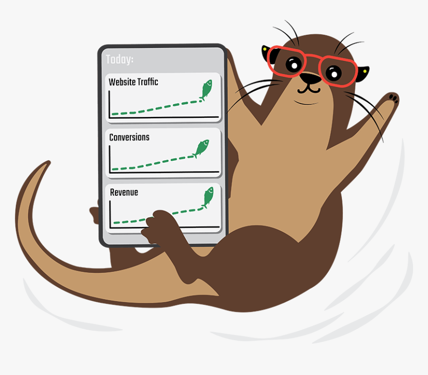 Online Otter Holding Phone - Cartoon, HD Png Download