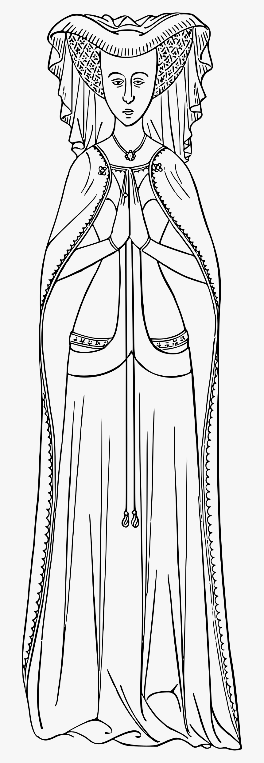 Praying Lady Clip Arts - Line Art, HD Png Download