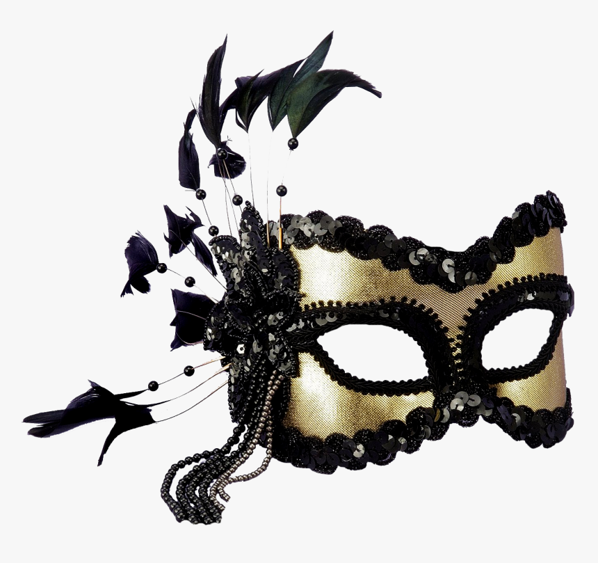Mardi Ball Gold Masquerade Gras Mask Sequin Clipart - Womens Masquerade Mask Black And Gold, HD Png Download
