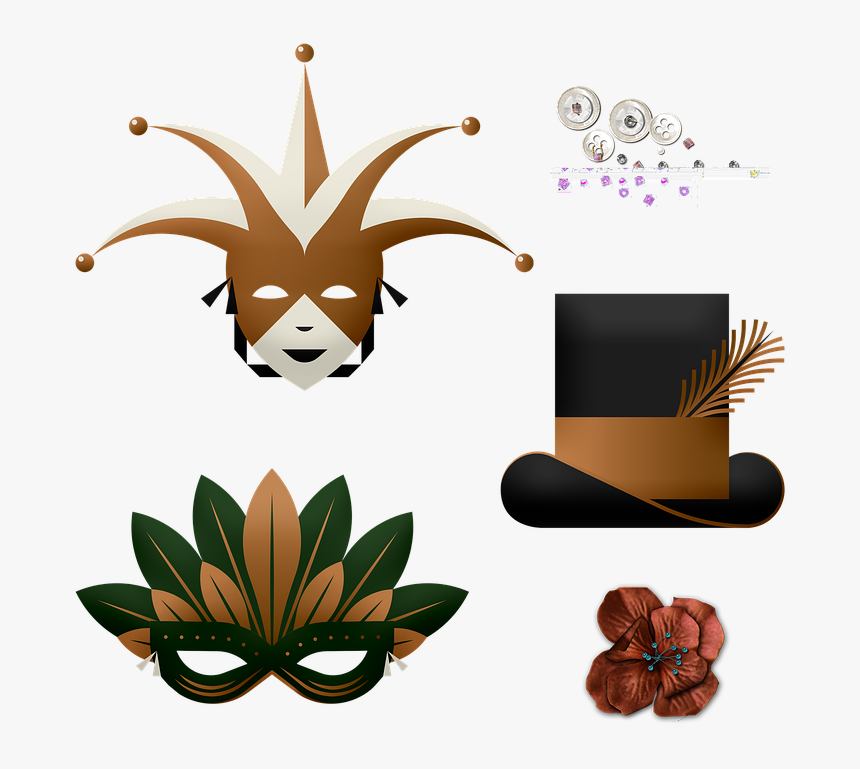 Masquerade Party, Mask, Balloons, Horn, Drink - Illustration, HD Png Download