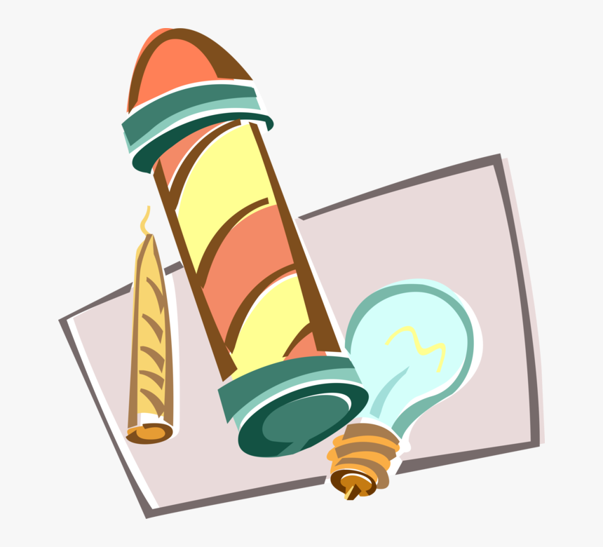 Vector Illustration Of Electric Light Bulb And Barber - Illustration, HD Png Download