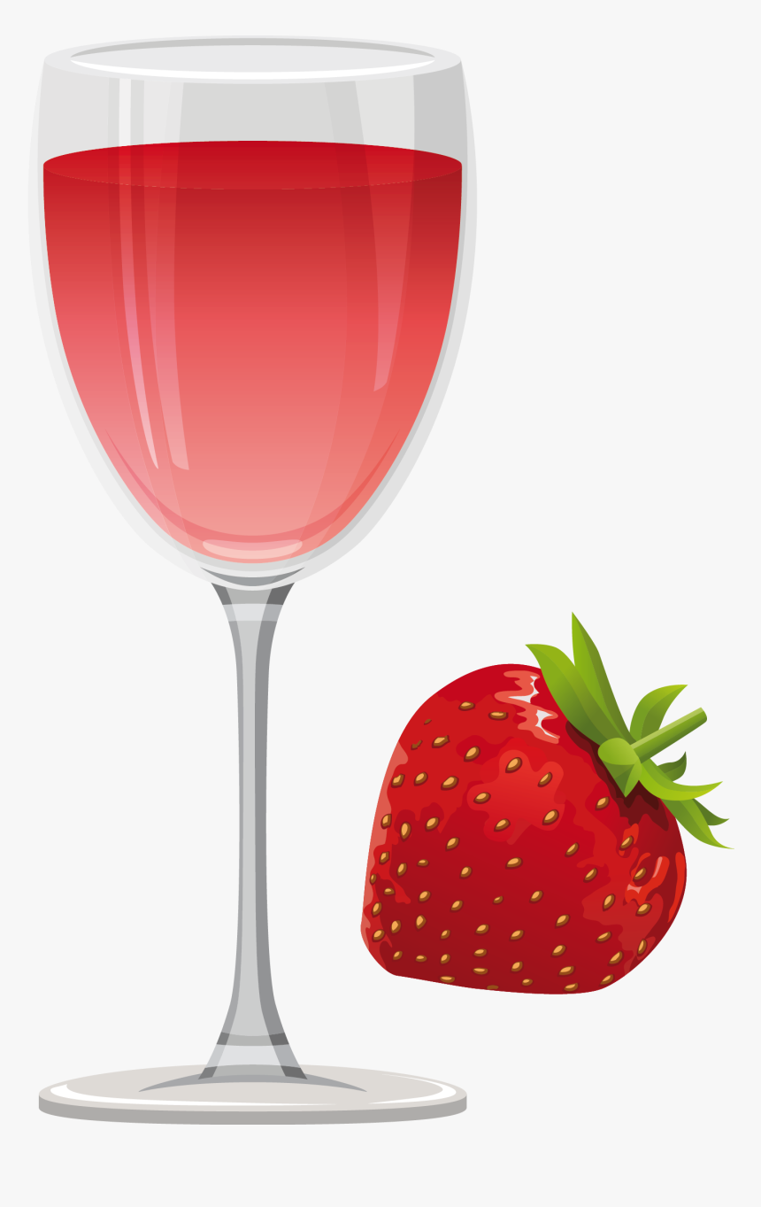 Red Wine White Wine Cocktail Clip Art - Strawberries And Wine Clipart, HD Png Download