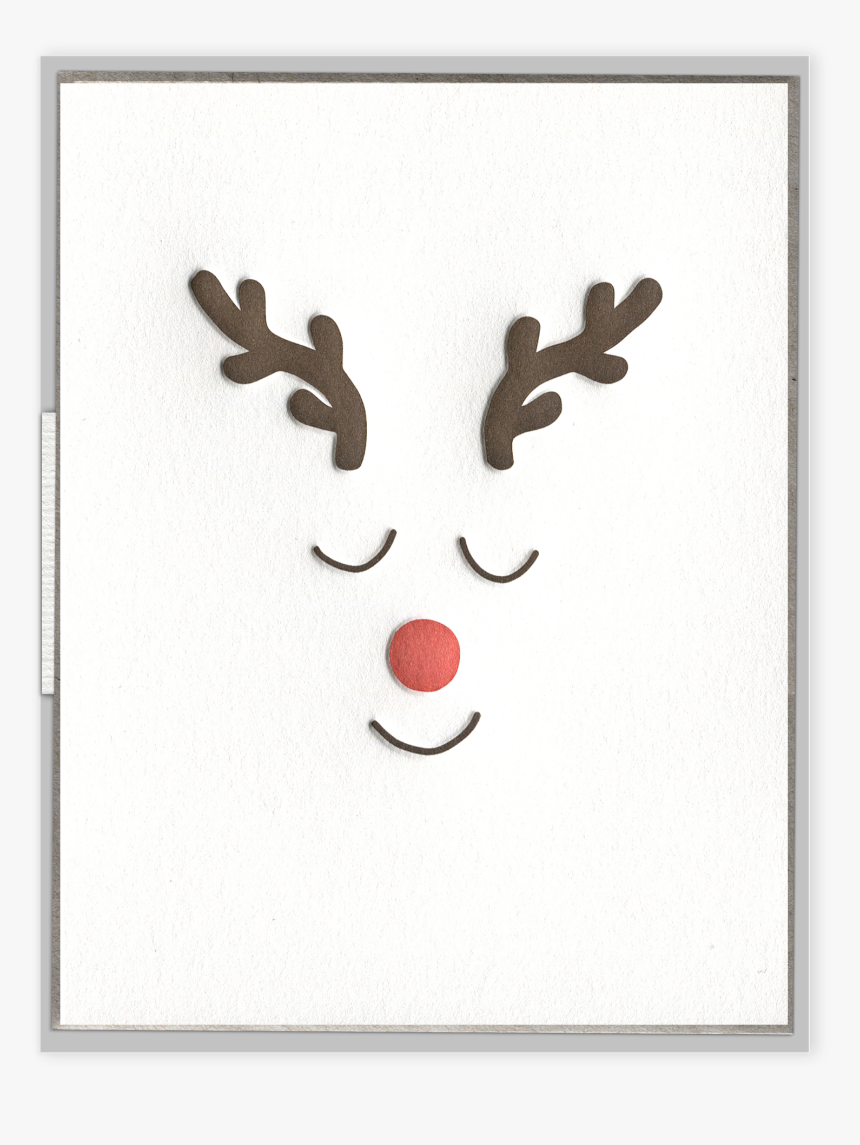 Rudolph Letterpress Greeting Card With Envelope - Cartoon, HD Png Download