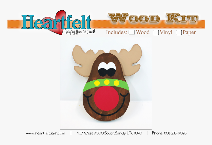 Rudolph Reindeer Head Hanger Wood Kit W Vinyl 15 X - Cartoon, HD Png Download