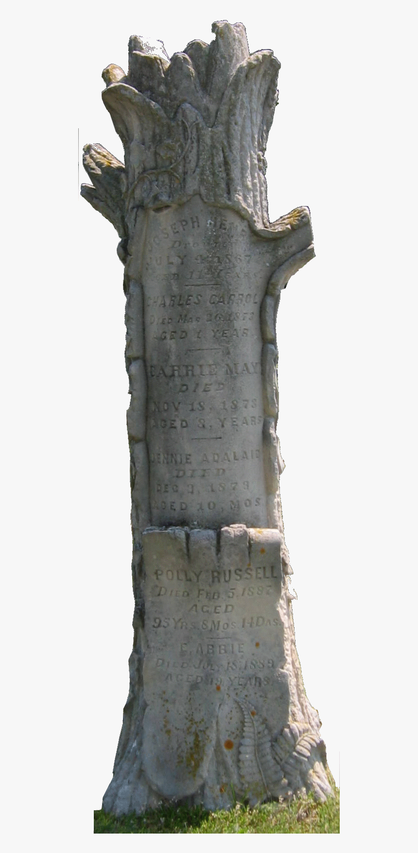 Tree Trunk Headstone Augusta Wisconsin East Lawn Cemetary - Hd Tree Trunk Png, Transparent Png