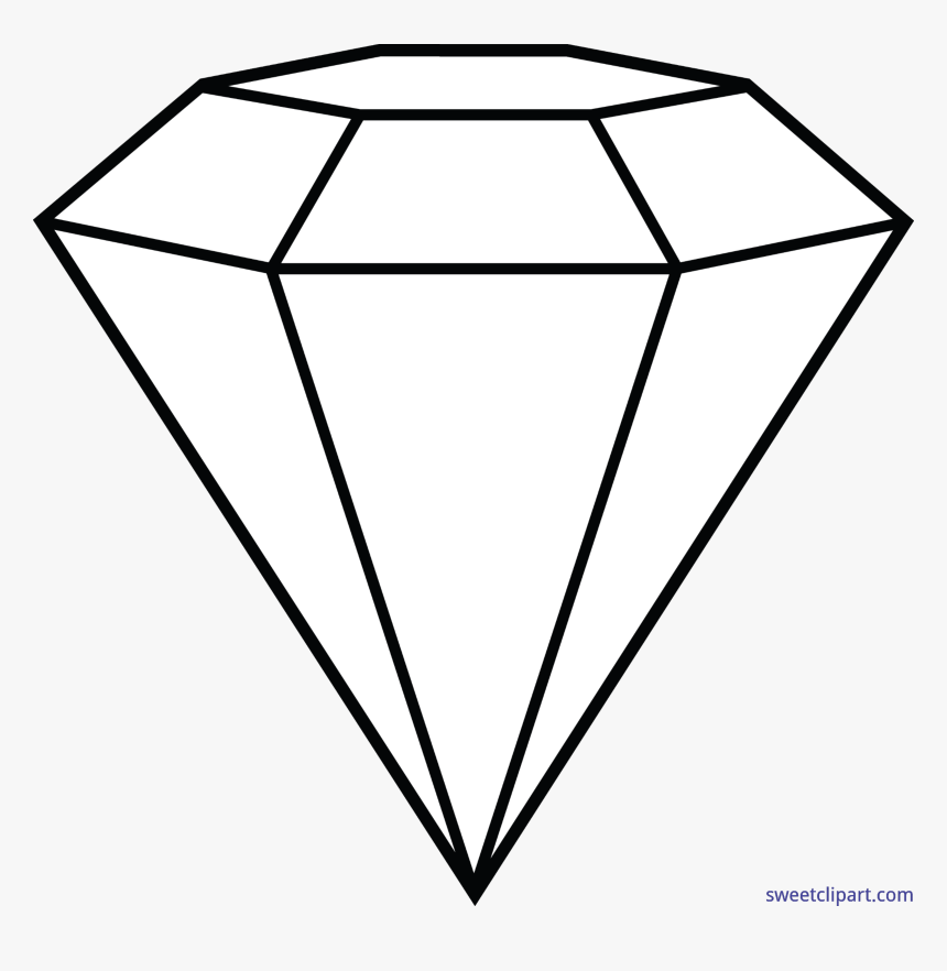 Diamond Lineart Clip Art - Diamond Clipart Black And White, HD Png Download