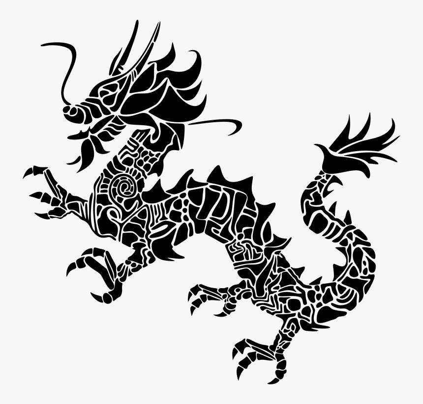 Tribal Asian Dragon Silhouette - Asian Dragon Silhouette, HD Png Download