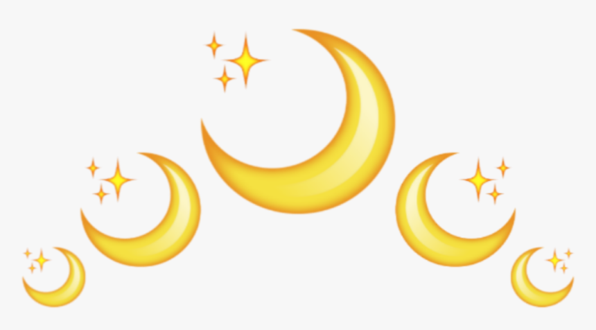#moon #emoji #luna #crown #corona #back #star #yellow, HD Png Download