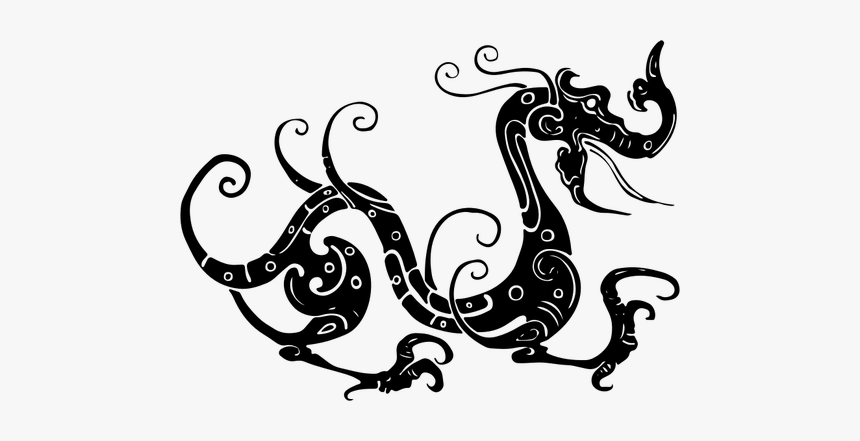 Asian Tribal Dragon Silhouette - Asian Dragon Silhouette Png, Transparent Png