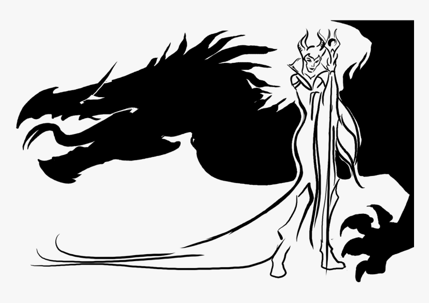 Maleficent Dragon Drawing Silhouette Computer Icons - Sorceress Clipart Black And White, HD Png Download