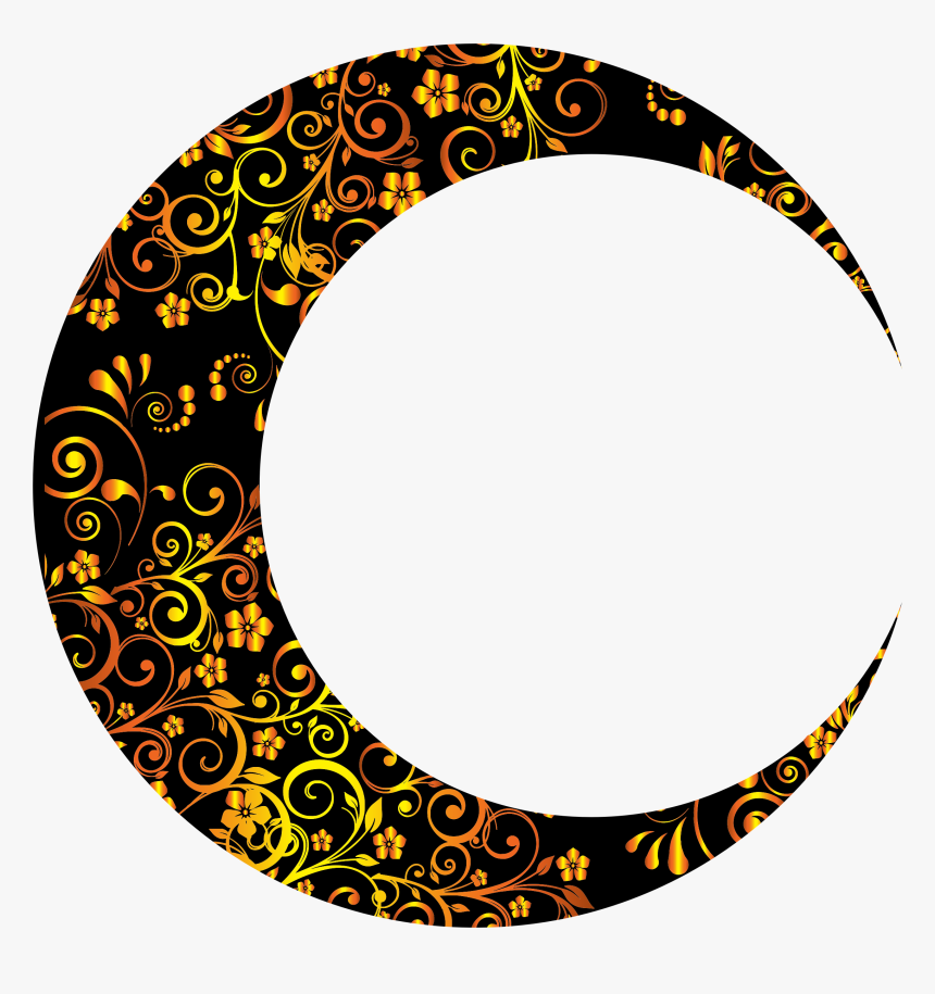 Gold Floral Crescent Mark - Crescent Moon Png, Transparent Png