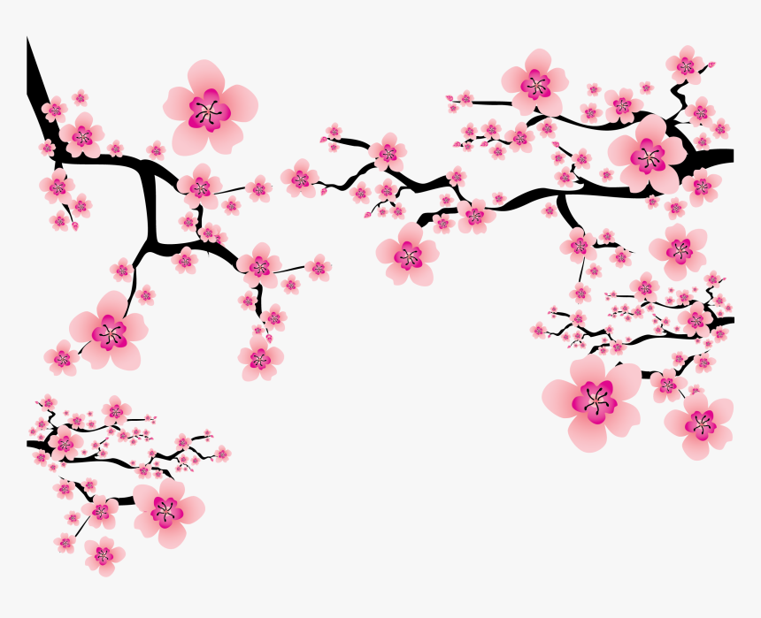 Pink Elements Branches Blossom Cherry Plum Japanese - Transparent Cherry Blossom Png, Png Download