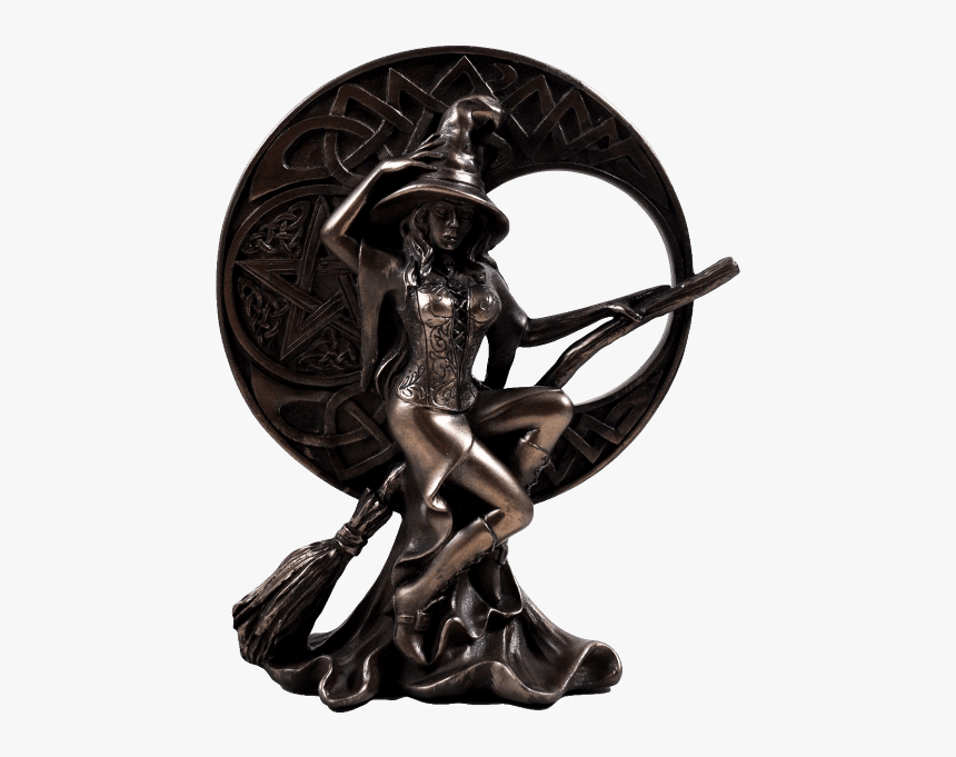 Witch With Celtic Moon Cold Cast Bronze Sculpture - Sculpture, HD Png Download