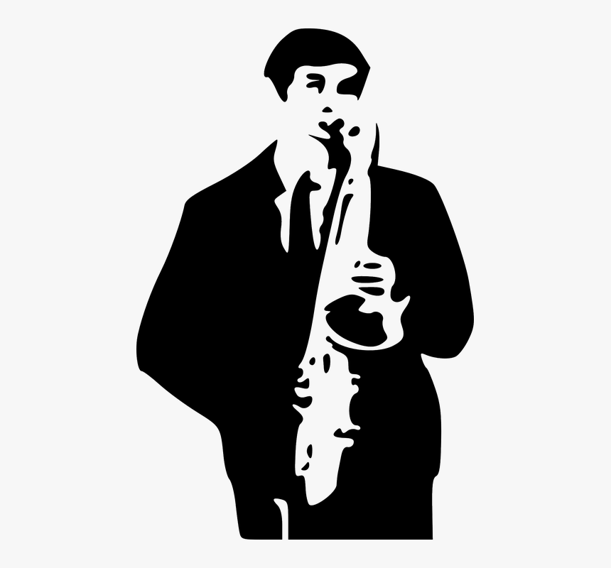 Saxophone Player Vector - Silhouette Saxophone Player, HD Png Download