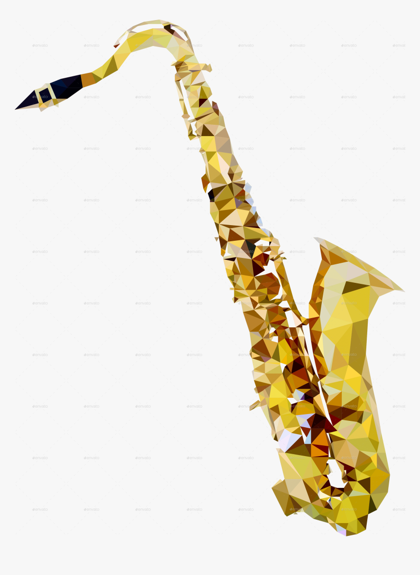 Saxophone Vector - Music Instruments Low Poly, HD Png Download