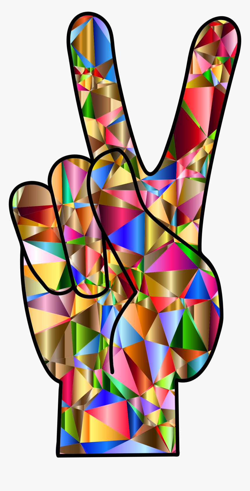 This Free Icons Png Design Of Chromatic Low Poly Peace - Peace Hand Sign Png, Transparent Png
