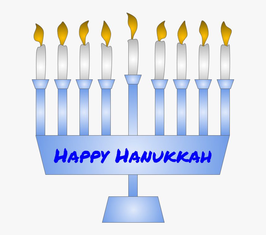 Menorah, Hanukkah, Eighth Night Candle Lit, Blue - Graphic Design, HD Png Download