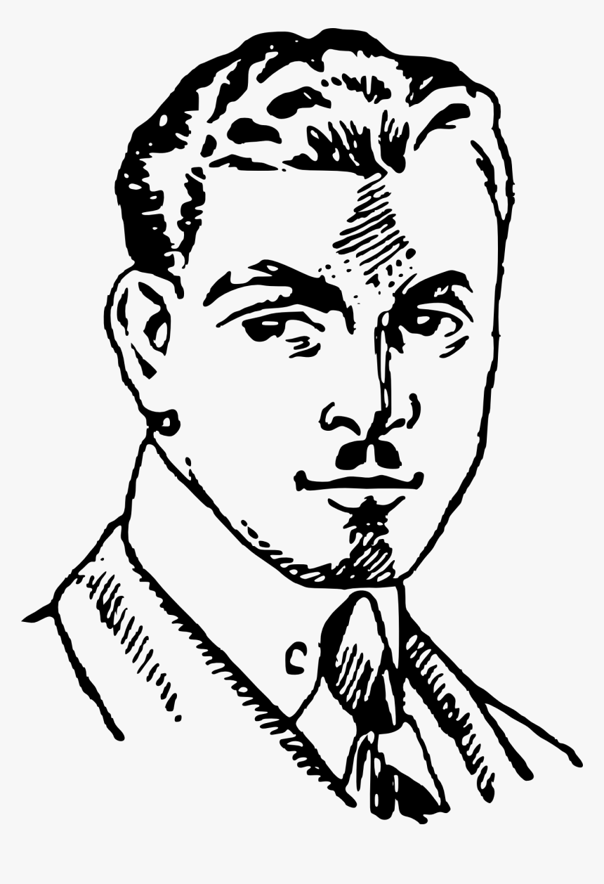 Handlebar Moustache Man Chaplin - Drawing Portrait Moustach Man, HD Png Download