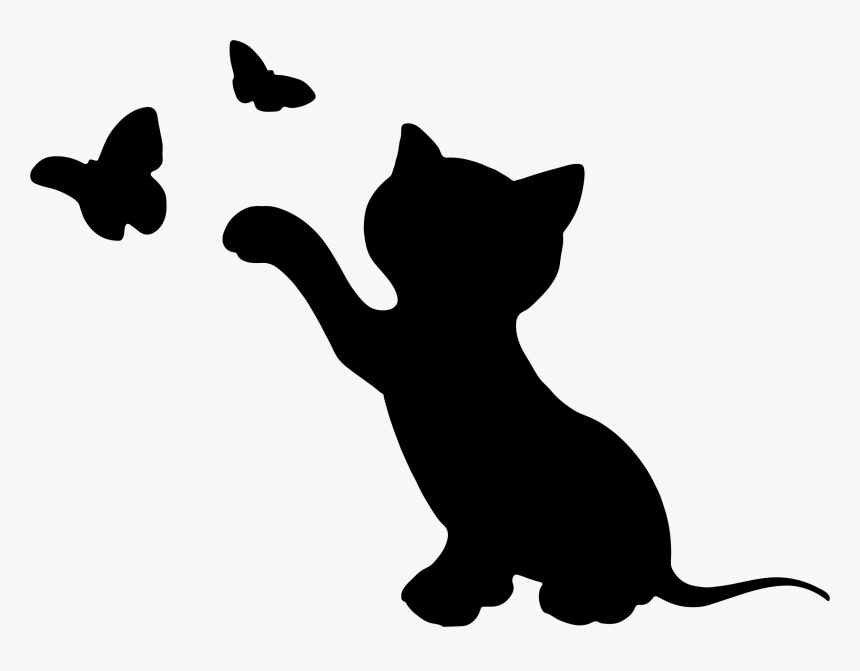 Kitten Cat Silhouette Clip Art - Silhouette Kitten Clip Art, HD Png Download