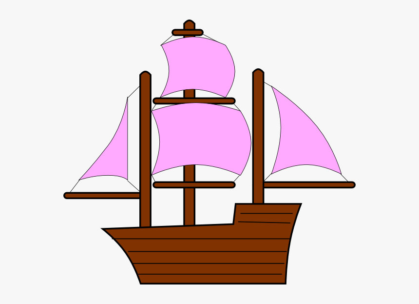 Pink Pirate Ship Clip Art At Clker - Explorers Ship Clip Art, HD Png Download