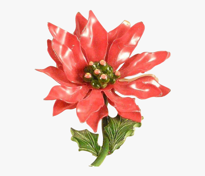 Christmas Poinsettia Flower Pin Vintage 1960s Enameled - Poinsettia, HD Png Download