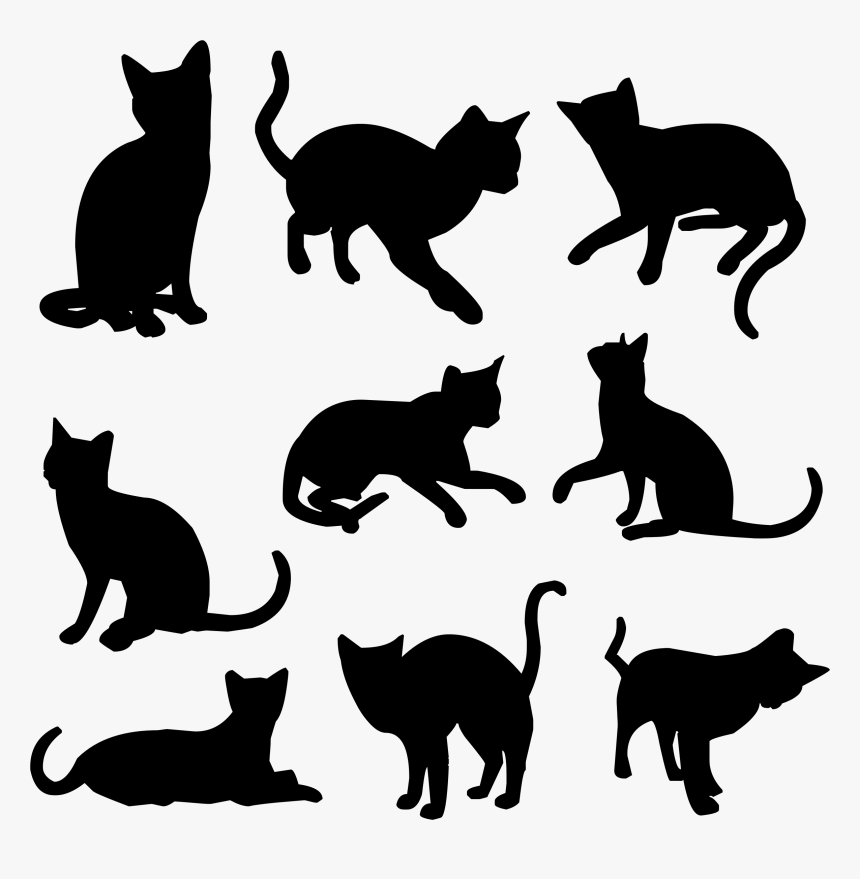 Kitten Siamese Cat Pet Black Cat Clip Art - Silhouette Black Cat, HD Png Download